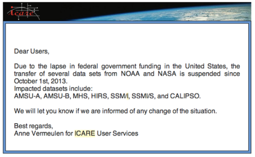 A message from Centre National d’Etudes Spatiales (CNES), the French space agency. The shutdown of US government is having impacts in countries outside of the US. 